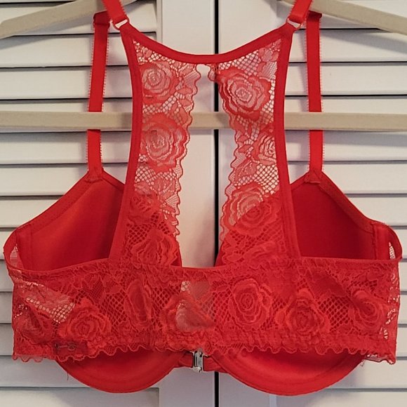 Jessica Simpson beautiful red lacy racer back claps in front bra sz: 34C NWOT - Picture 2 of 6